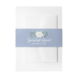 Dusty Blue White Blume Wedding Einladungsbanderole