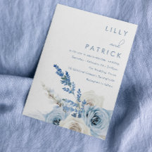 Dusty Blue & White Boho Floral Watercolor Wedding