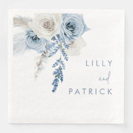 Dusty Blue & White Boho Floral Wedding Verlobung Serviette
