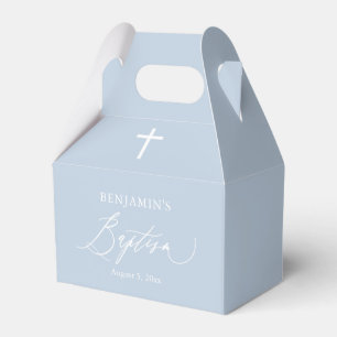 Dusty Blue White Cross Baptisbox Geschenkschachtel