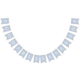 Dusty Blue White Cross Boy Taufe Taufe Jagdfahnen Wimpelkette