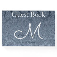 Dusty Blue White Elegant Wedding Monogram