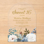 Dusty Blue White Floral Arch Sweet 16 Acryleinladungen<br><div class="desc">Elegante staubblaue und weiße Rosen,  florale und grüne Acrylbogen-Form Sweet 16 Geburtstagsfeier Einladung. Personalisieren Sie mit Ihrem eigenen Text. Kontaktieren Sie mich,  um Hilfe bei Ihren Anpassungen zu erhalten oder um zusätzliche Matching oder Koordination von Zazzle-Produkten für Ihr Party anzufordern.</div>