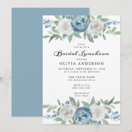 Dusty Blue & White Floral Bridal Luncheon Einladung