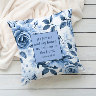 Dusty Blue White Floral Christlich Bible Verse Kissen