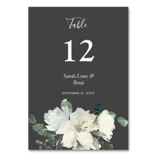 Dusty Blue & White Floral- Grau V2 Tischnummer