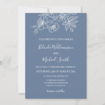 Dusty Blue White Floral Line Art | Hochzeit