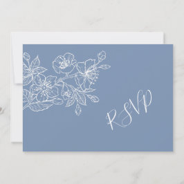 Dusty Blue White Floral Line Art UAWG Einladung