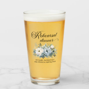 Dusty Blue White Floral Rehearsal Abendessen Glas