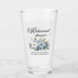 Dusty Blue White Floral Rehearsal Abendessen Glas