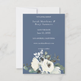 Dusty Blue & White Floral V3- Blue Save The Date