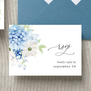 Dusty Blue & White Floral w UAWG RSVP Karte