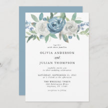 Dusty Blue & White Floral Watercolor Wedding