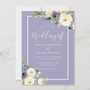 Dusty Blue White Floral Watercolor Wedding Einladung
