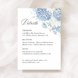 Dusty Blue White Floral Wedding Details, Info Begleitkarte
