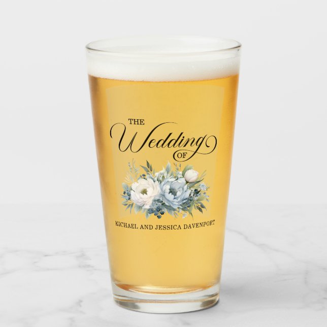 Dusty Blue White Floral Wedding Gevor Glas (Vorne (Gefüllt))