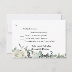 Dusty Blue & White Floral Wedding RSVP 3 Meetingka Karte