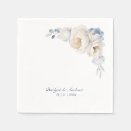 Dusty Blue White Floral Wedding Serviette