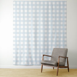 Dusty Blue & White Gingham Karo Tapestry Wandteppich