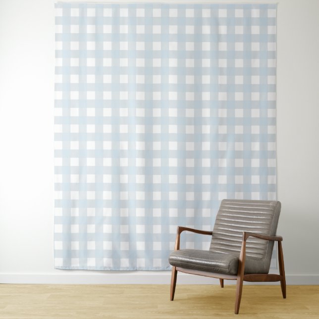 Dusty Blue & White Gingham Karo Tapestry Wandteppich (Beispiel)