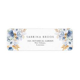 Dusty Blue White Gold Floral Wedding Address