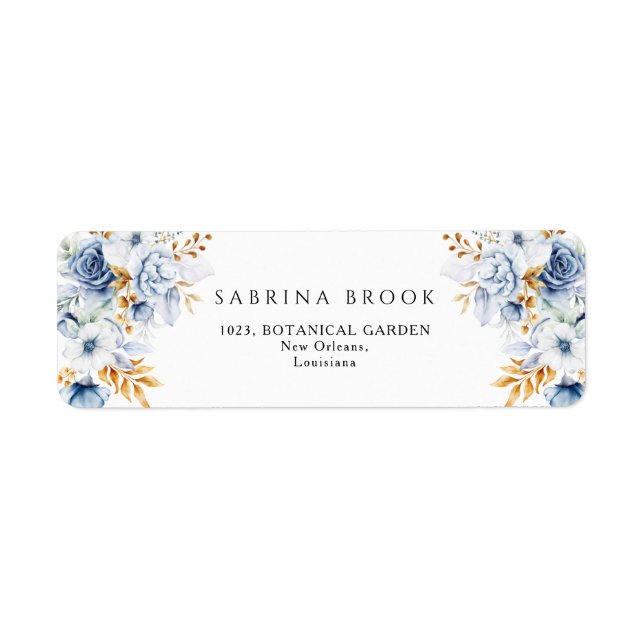 Dusty Blue White Gold Floral Wedding Address (Vorne)