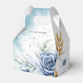 Dusty Blue White Gold Floral Wedding Geschenkschachtel