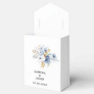 Dusty Blue White Gold Floral Wedding Geschenkschachtel