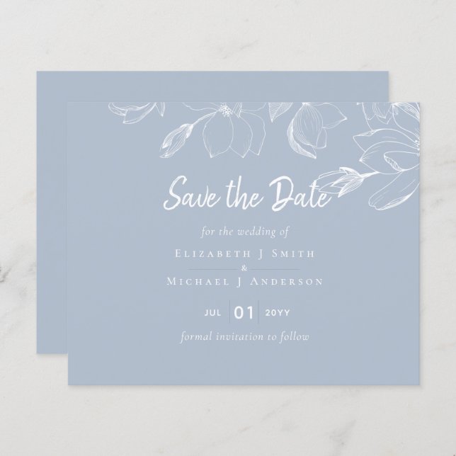Dusty Blue White Magnolias Wedding (Vorne/Hinten)