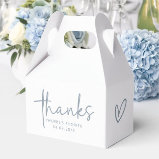 Dusty Blue & White Minimalistisch Brautparty Gable Geschenkschachtel