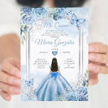 Dusty Blue & White Mis Quince 15 Anos Silver Crown Einladung<br><div class="desc">Quinceañera Dusty Blue & White Silver Crown Einladung Mis Quince 15 Anos,  16.</div>