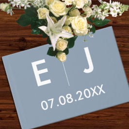 Dusty Blue & White Monogram Wedding Gästebuch