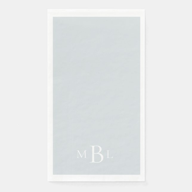 Dusty Blue White Monogram Wedding Serviette (Vorderseite)