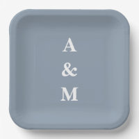 Dusty Blue White Monogrammes Initial Elegante Hoch