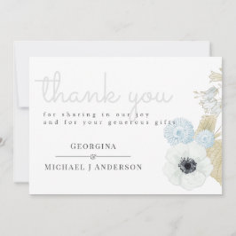 Dusty Blue White Navy Anemone BUDGET Hochzeit Dankeskarte