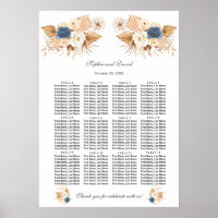 Dusty Blue White Peach Rose Hochzeitsdiagramm