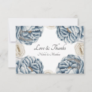 Dusty Blue & White Peony Wedding Dankeskarte