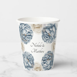 Dusty Blue & White Peony Wedding Pappbecher