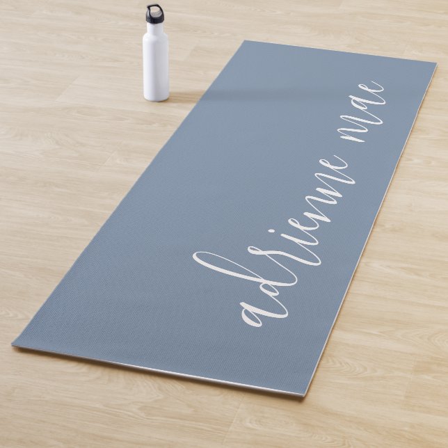 Dusty Blue & White Personalisiert Reversible Yogamatte (Beispiel)