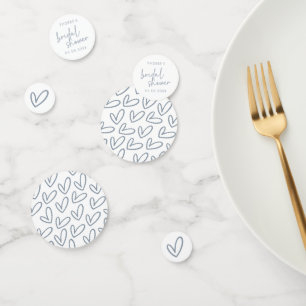 Dusty Blue & White Script and Hearts Brautparty Konfetti