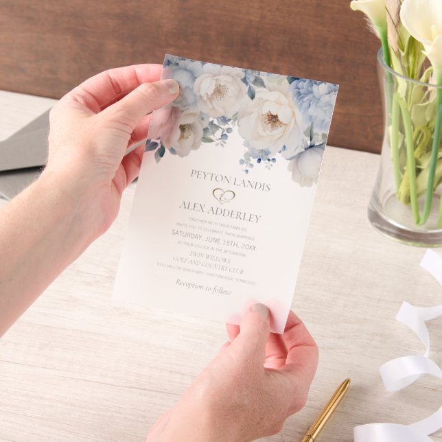 Dusty Blue White Watercolor Floral Wedding (Handgehalten)