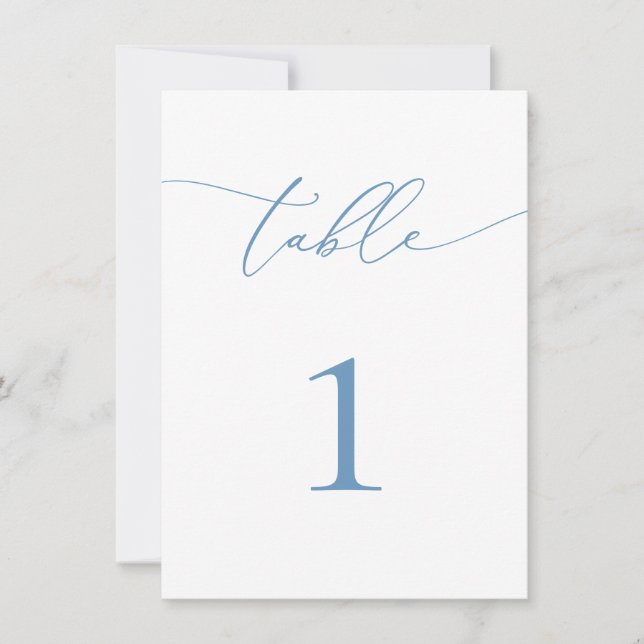 Dusty Blue & White Wedding/Event-Tischnummer (Vorderseite)