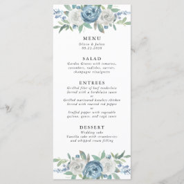 Dusty Blue & White Wedding Menu Menükarte