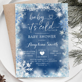 Dusty Blue & White Winter Baby Shower Invite11 Einladung