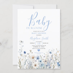 Dusty Blue Wildblume Baby in Bloom Baby Shower Einladung