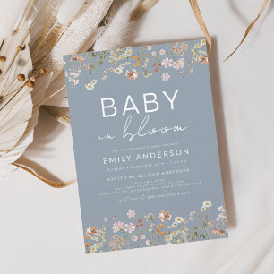 Dusty Blue Wildblume Baby in blühender Einladung