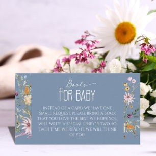Dusty Blue Wildblume Baby Shower Books for Baby Begleitkarte