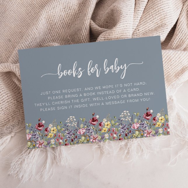 Dusty Blue Wildblume Baby Shower Buy Request Begleitkarte (Von Creator hochgeladen)