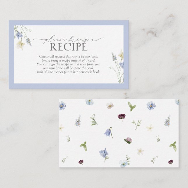 Dusty Blue Wildblume Bitte ein Rezept mitbringen Begleitkarte (Vorne/Hinten)