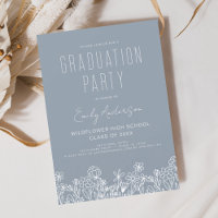 Dusty Blue Wildblume Bloom Graduation Party Boho
